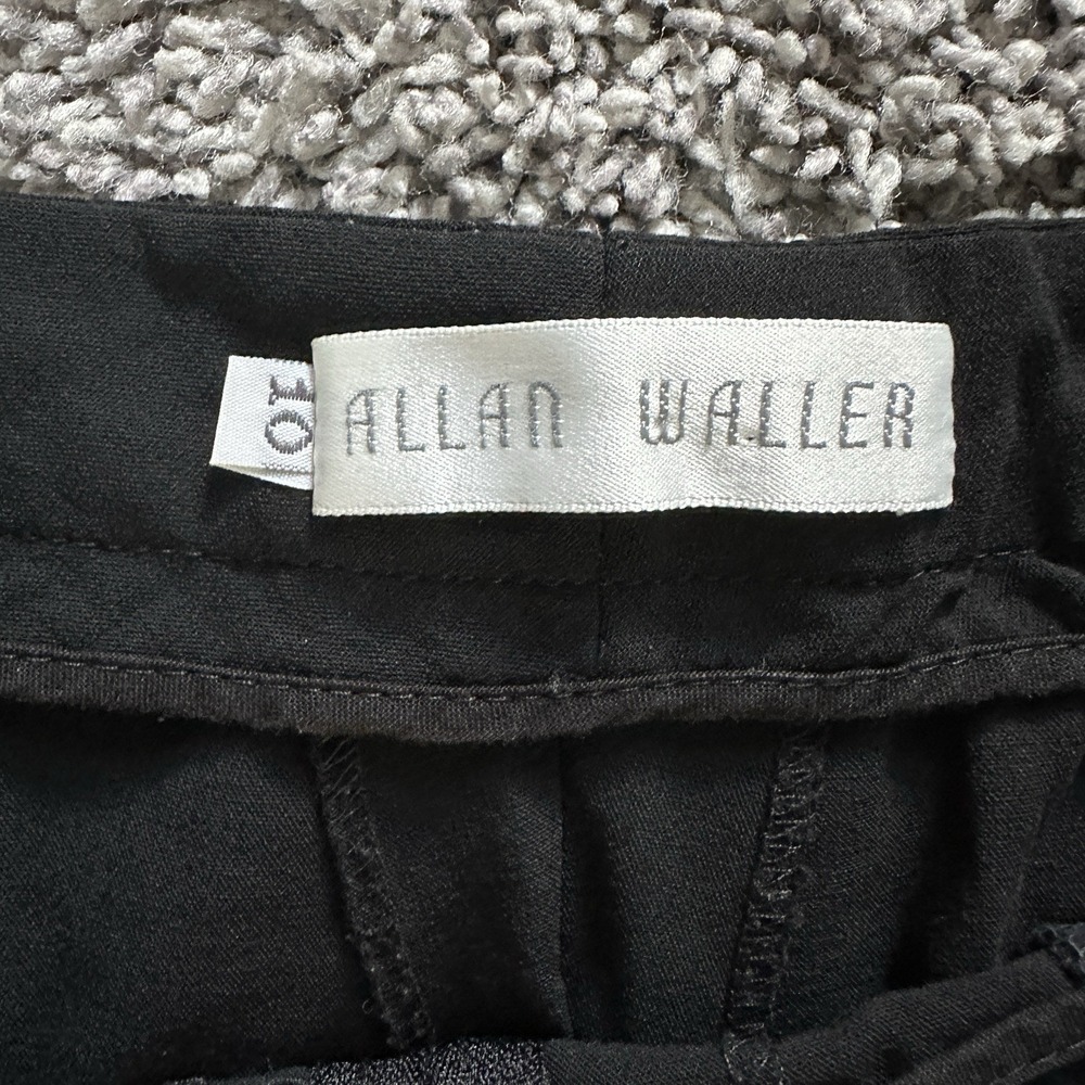 Allan Waller Wool Capri Pants Womens 10 Black Vintage Italy Stretch Cropped - Picture 2 of 9